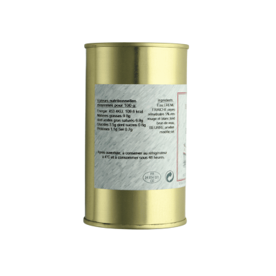 Etiquette descriptive des ingrédients de la conserve de sauce aux cèpes